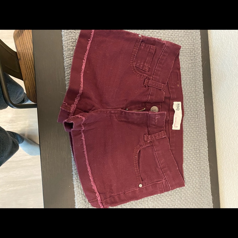 Burgundy jean shorts